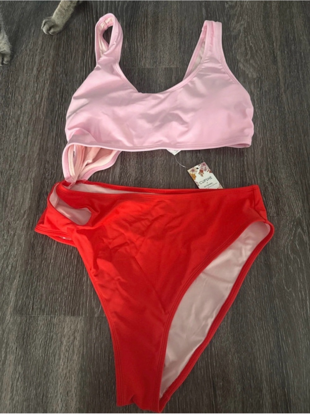 Cupshe Pink & Red Colorblock swimsuit